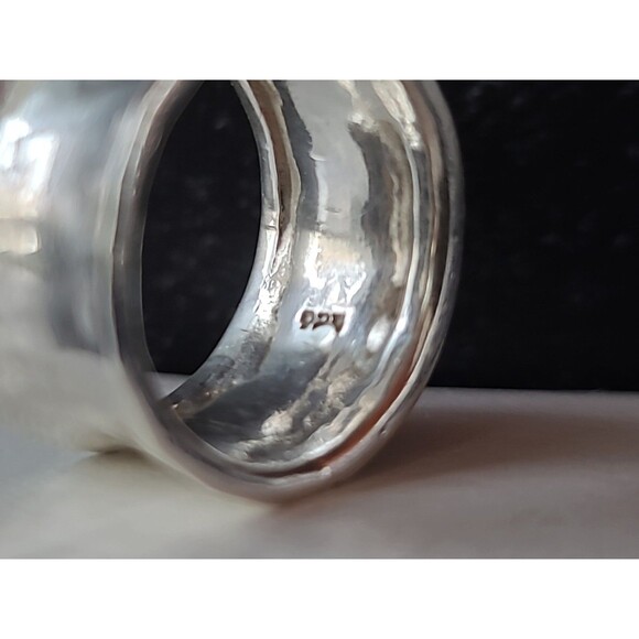 925 Sterling Hammered Silver Band Ring, Size US 8 Vintage - Picture 7 of 10